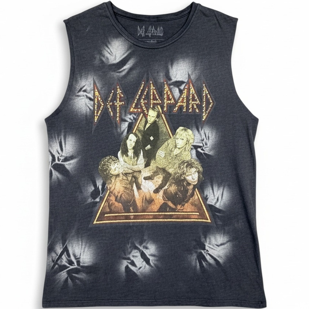 Def Leppard Studded Tank Top Women's L Tour Til We Drop 1983 Bleached Distressed